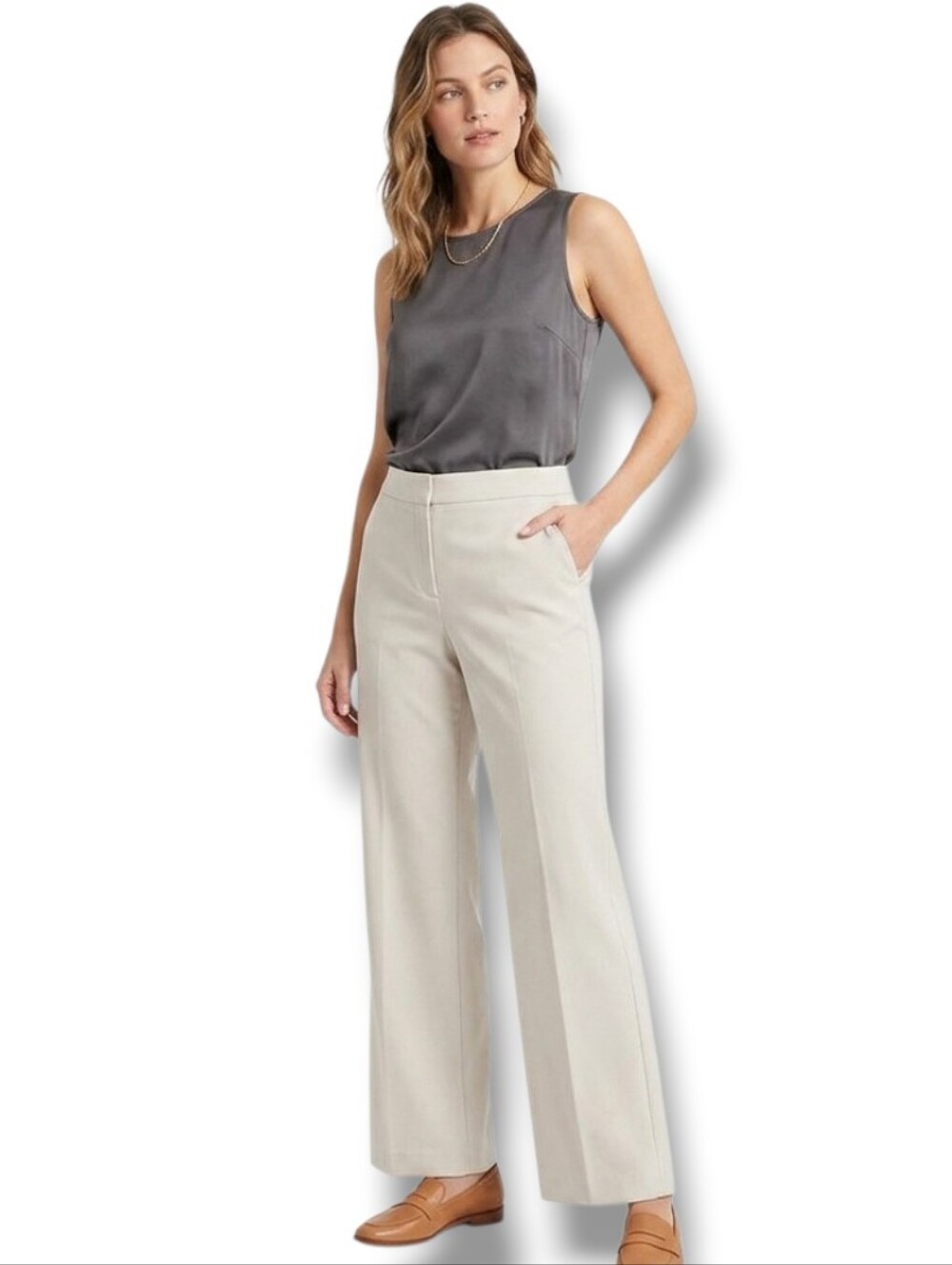 Boutique Europa Women’s Petite Vintage Khaki Brown Straight Leg Pants – Size 10P